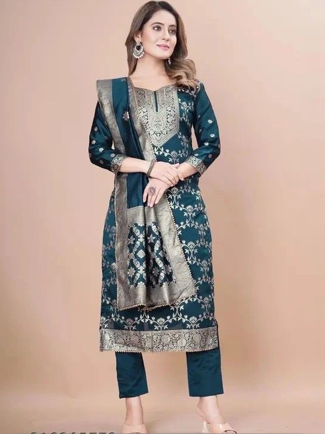 kantuba Art Silk Unstitched Dress Material - view 1
