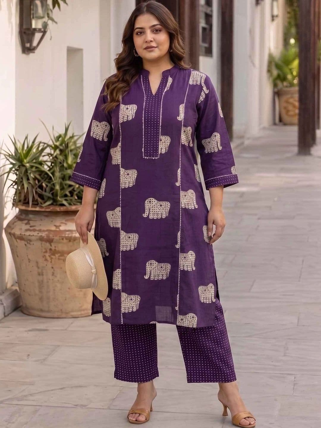 Sztori Women Ethnic Motifs Printed Regular Pure Cotton Kurta with Trousers - view 1
