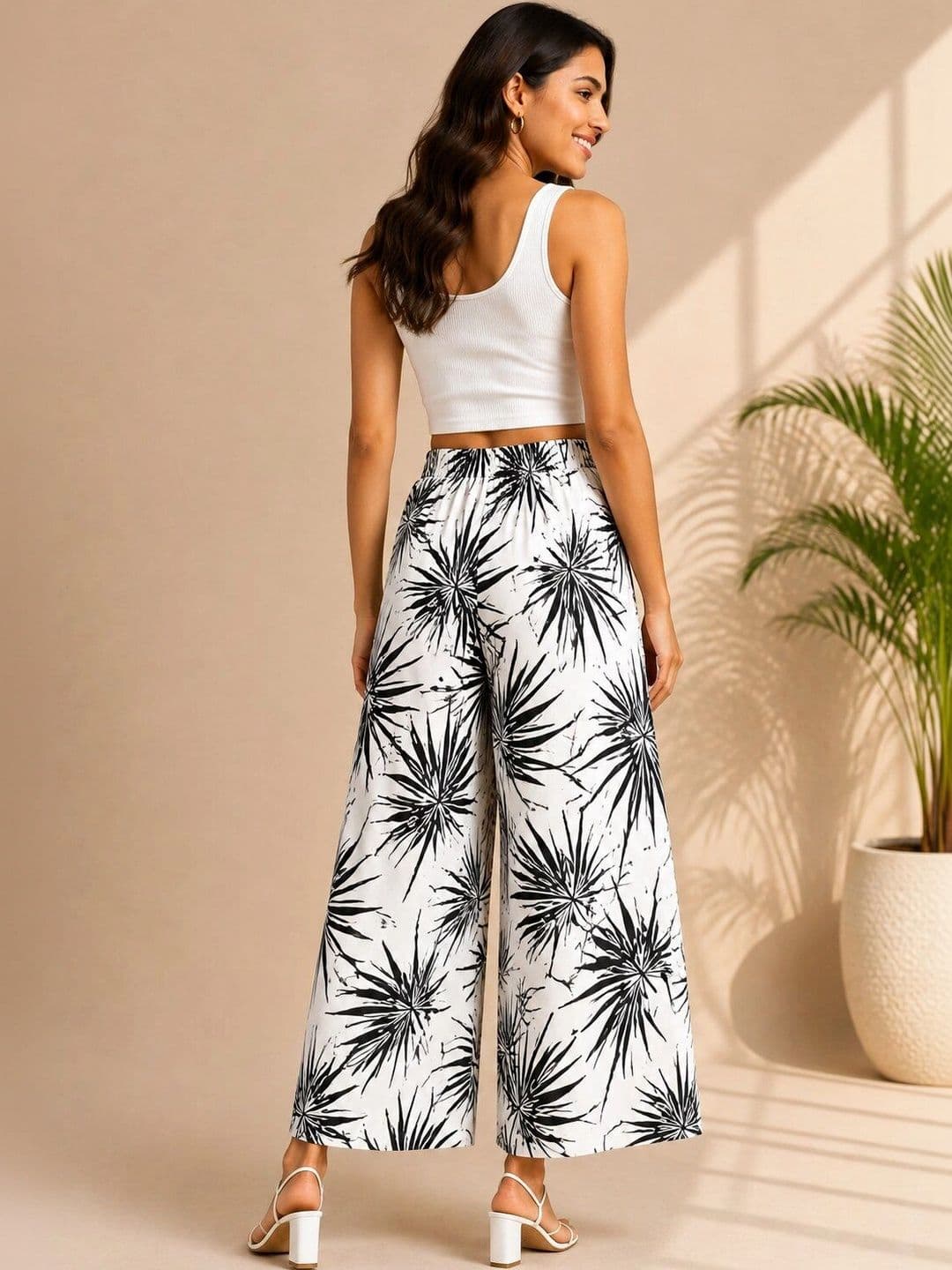 ANBICH DESIGNS Women Floral Printed Knitted Palazzos thumbnail 3