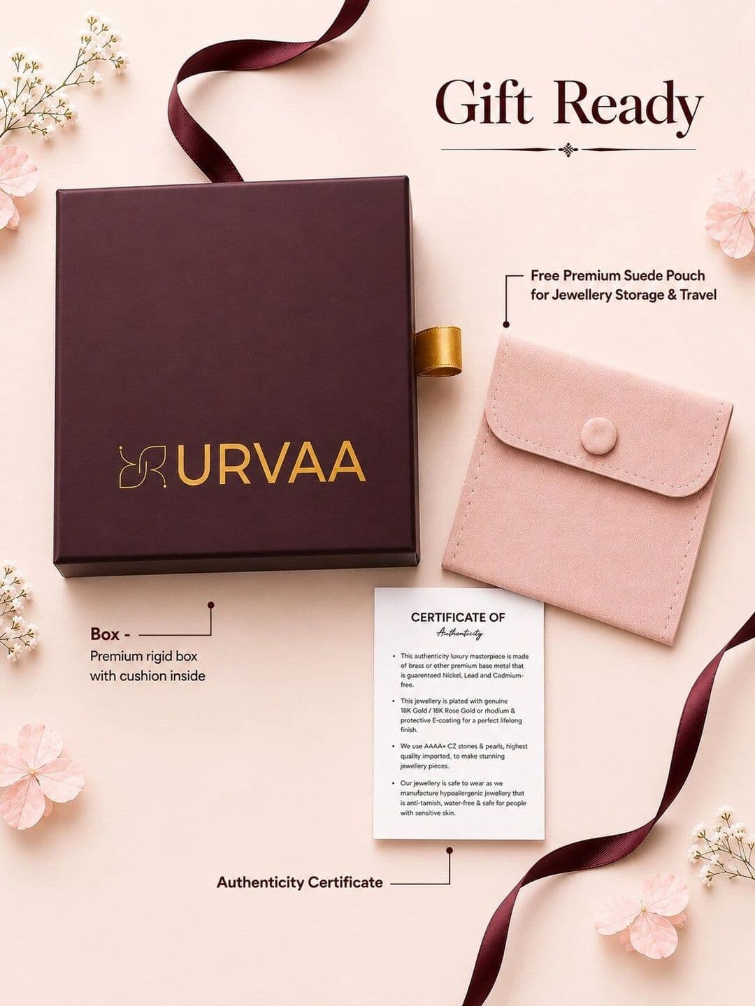 URVAA Floral Studs Anti Tarnish Earrings thumbnail 2