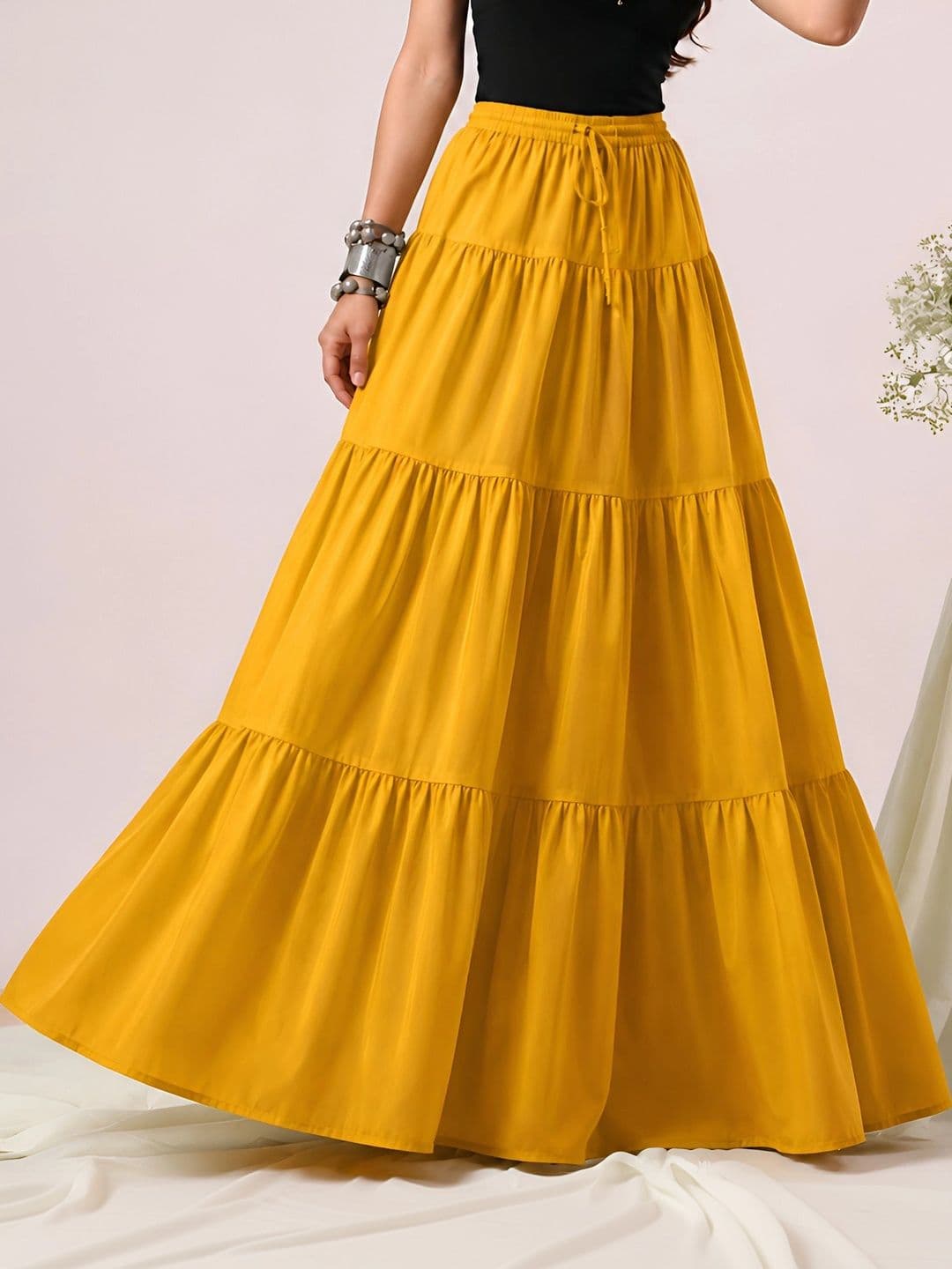 HARAYE Women Tiered Maxi Flared Skirt - view 1