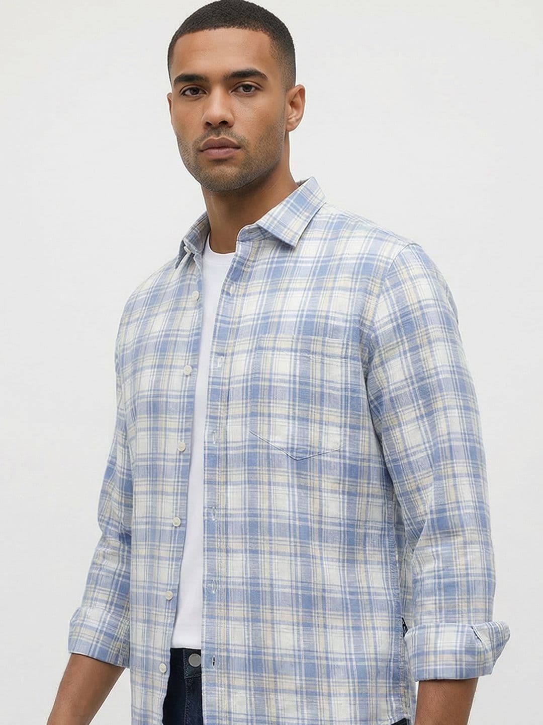 Roadster Life Co.Cotton Linen Checked Shirt - view 1
