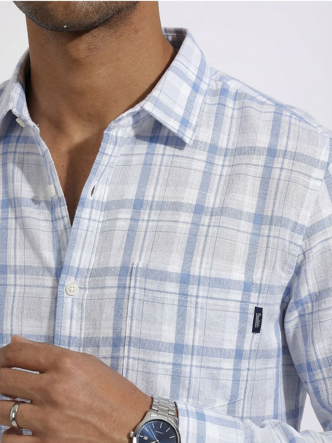 Roadster Life Co.Cotton Linen Checked Shirt thumbnail 2