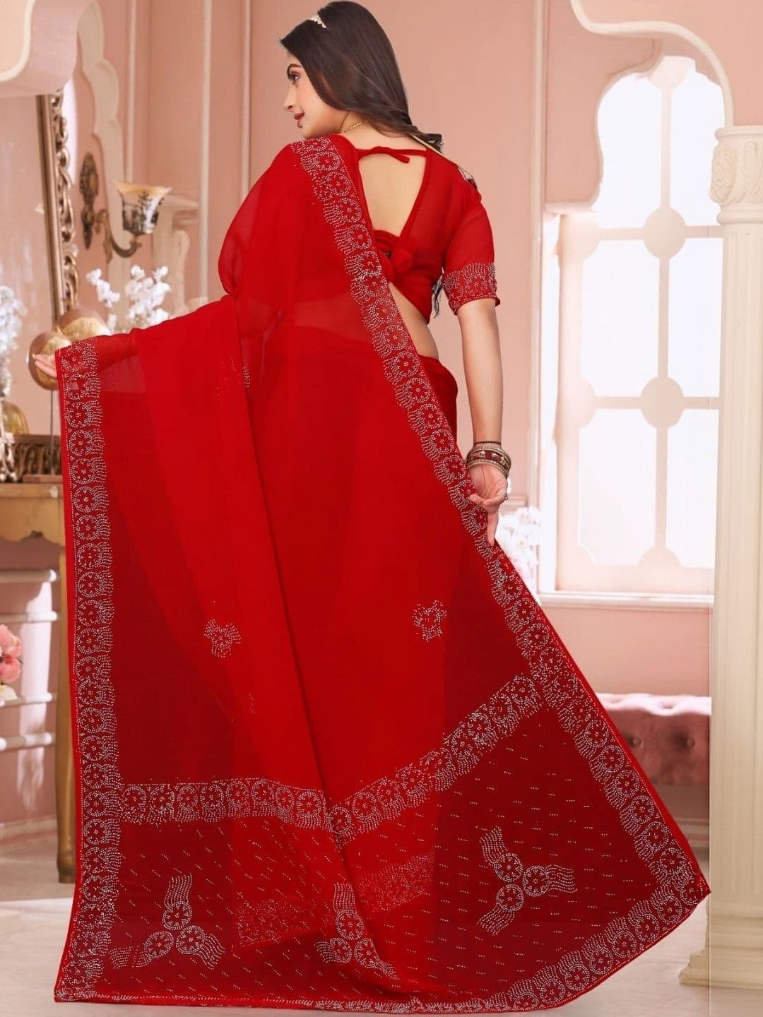 PRANU TRENDS Poly Chiffon Saree thumbnail 3