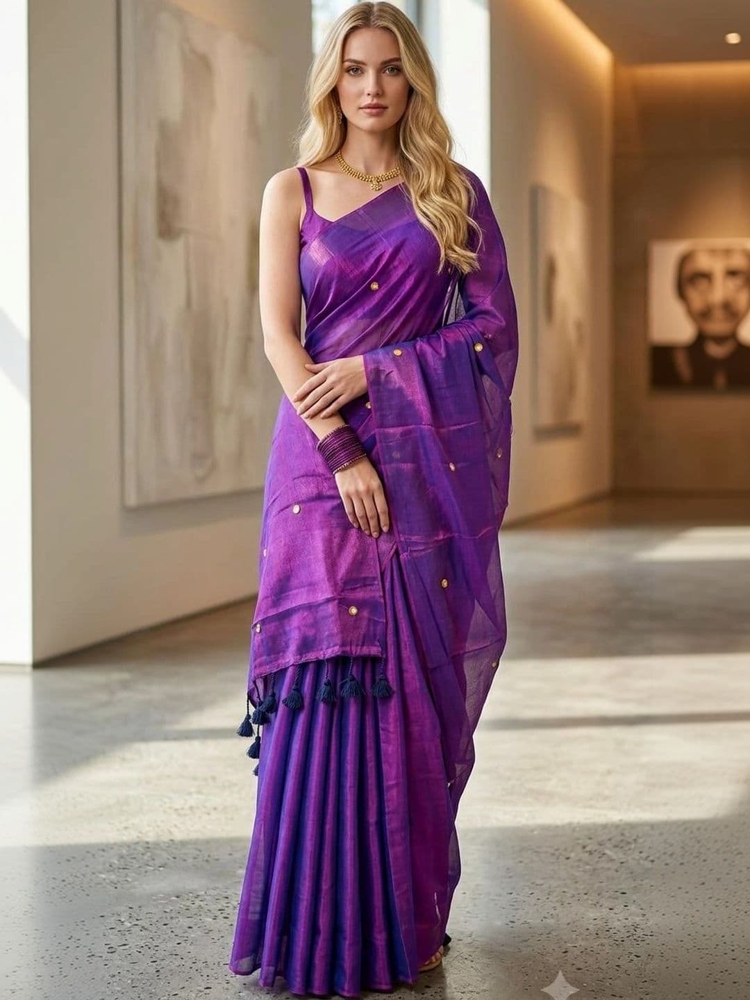 all about you Sequinned Tissue Chanderi Saree thumbnail 4