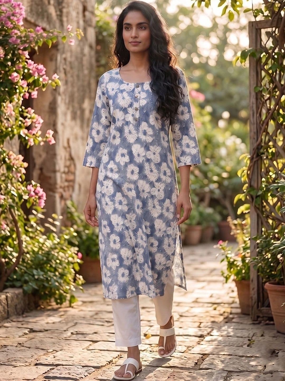 KALINI Women Floral Printed Floral Kurta thumbnail 3