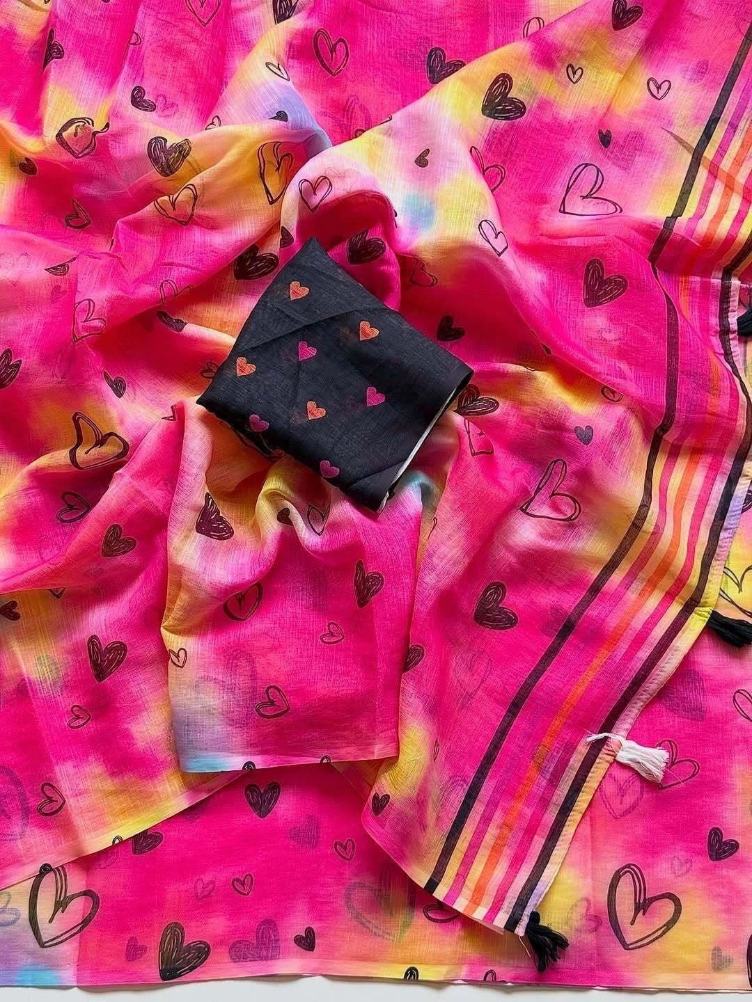 PRANU TRENDS Linen Blend Saree thumbnail 3