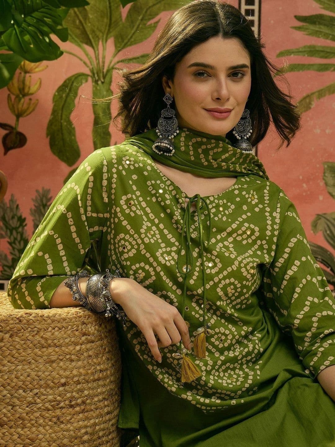 NAKSHKURTIS Women Ethnic Motifs Printed Regular Kurta with Trousers & With Dupatta thumbnail 2