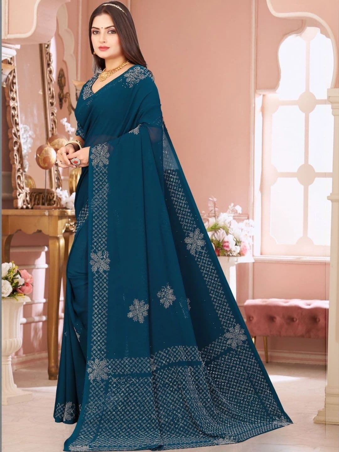 Textile Mantra Embellished Poly Chiffon Saree thumbnail 2