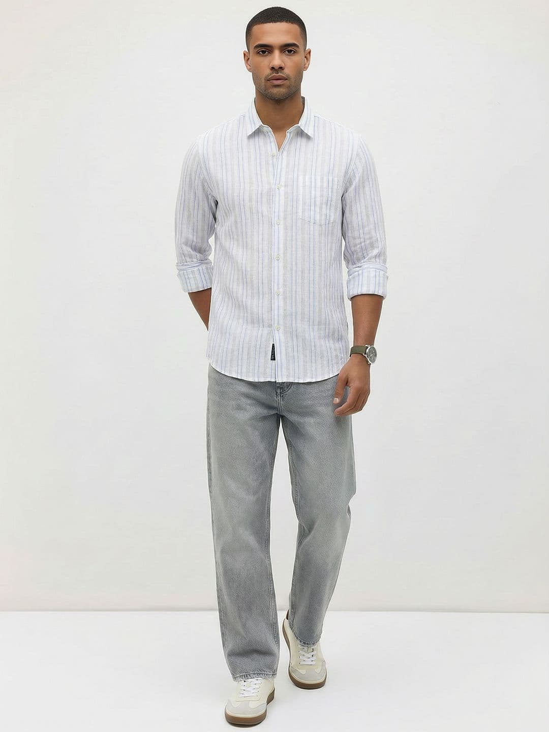 Roadster Life Co.Cotton Linen Striped Shirt thumbnail 3
