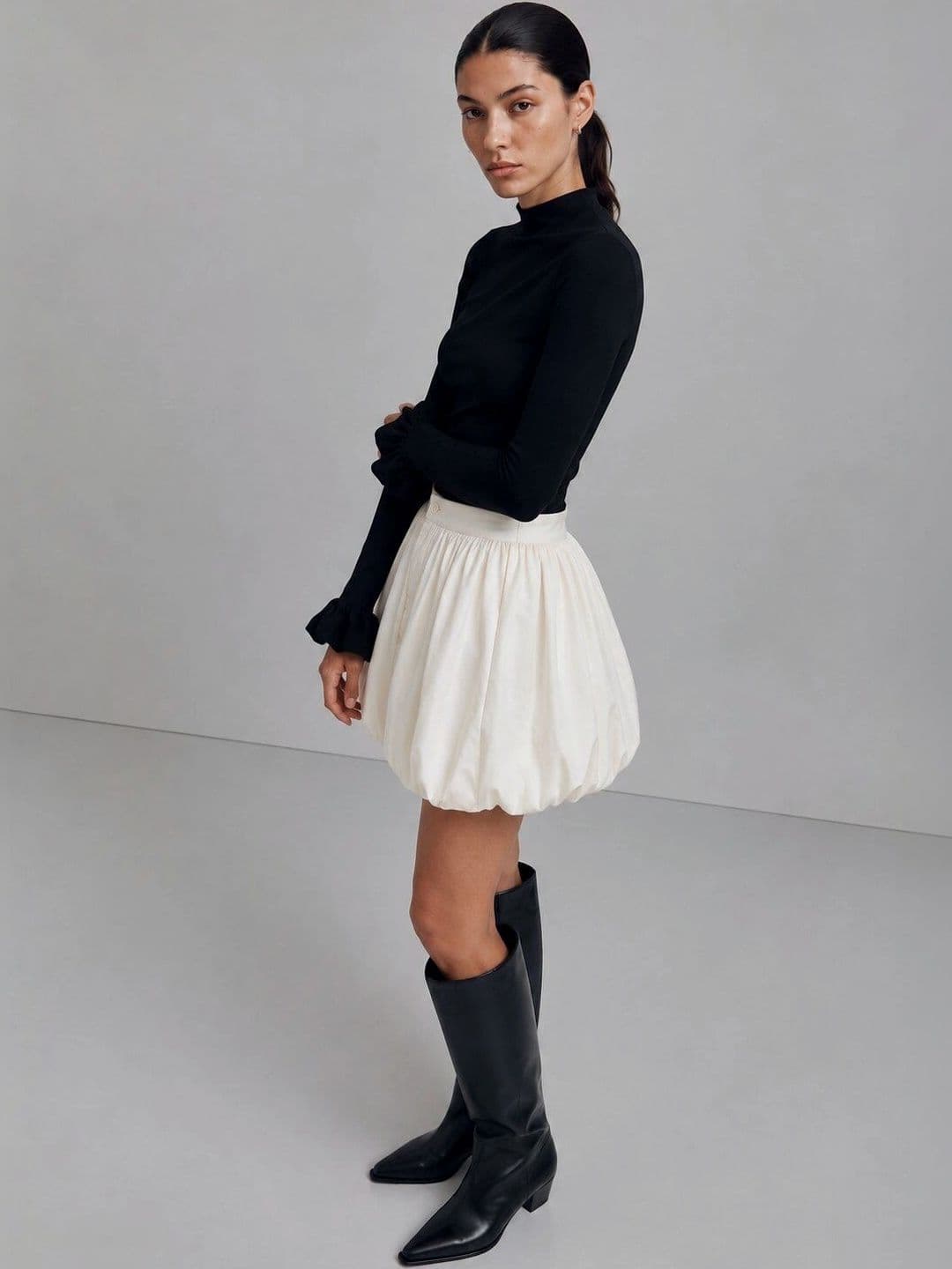 BAESD Women Pure Cotton Mini Balloon Skirt thumbnail 4