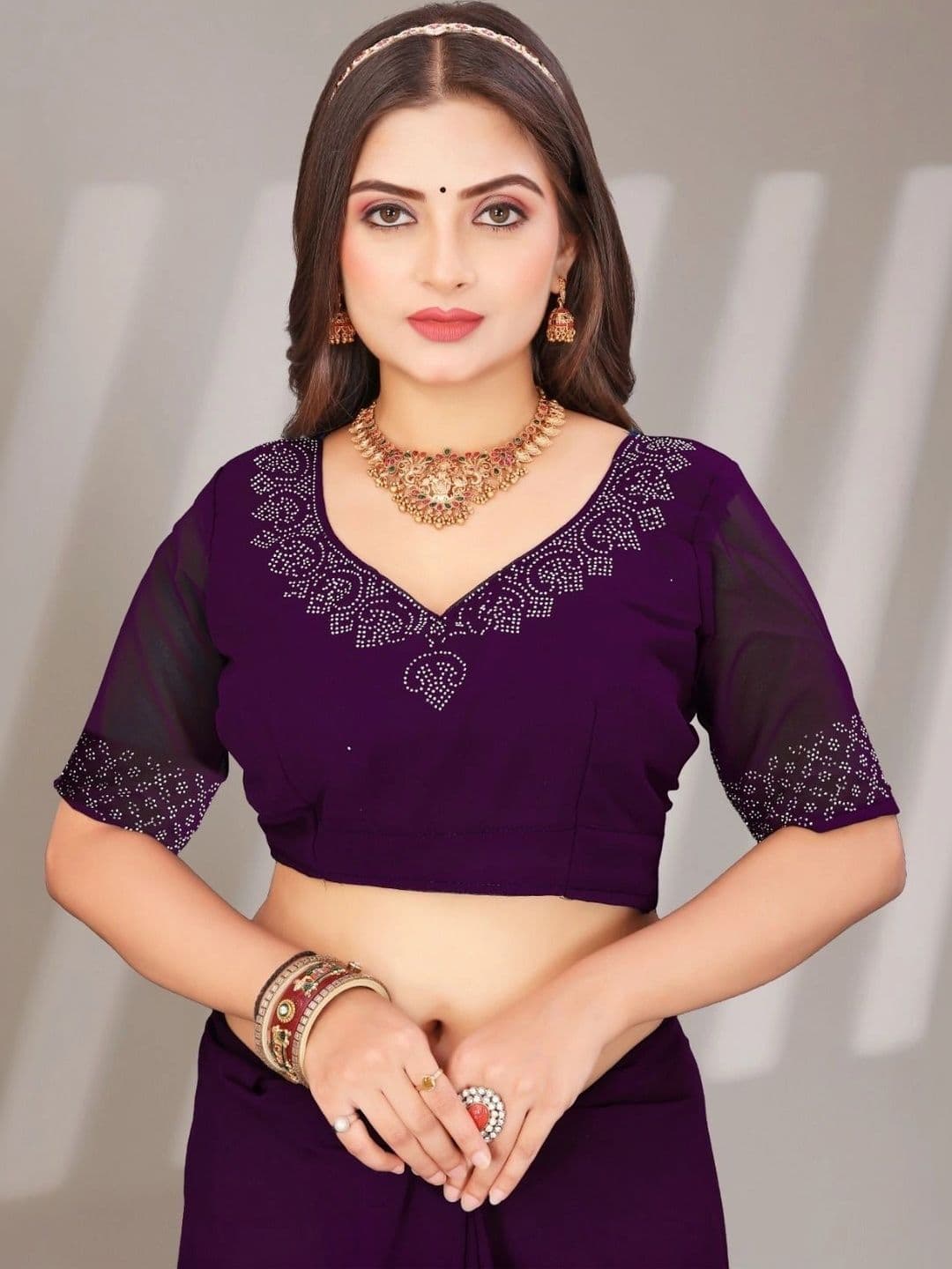 PRANU TRENDS Poly Chiffon Saree thumbnail 5