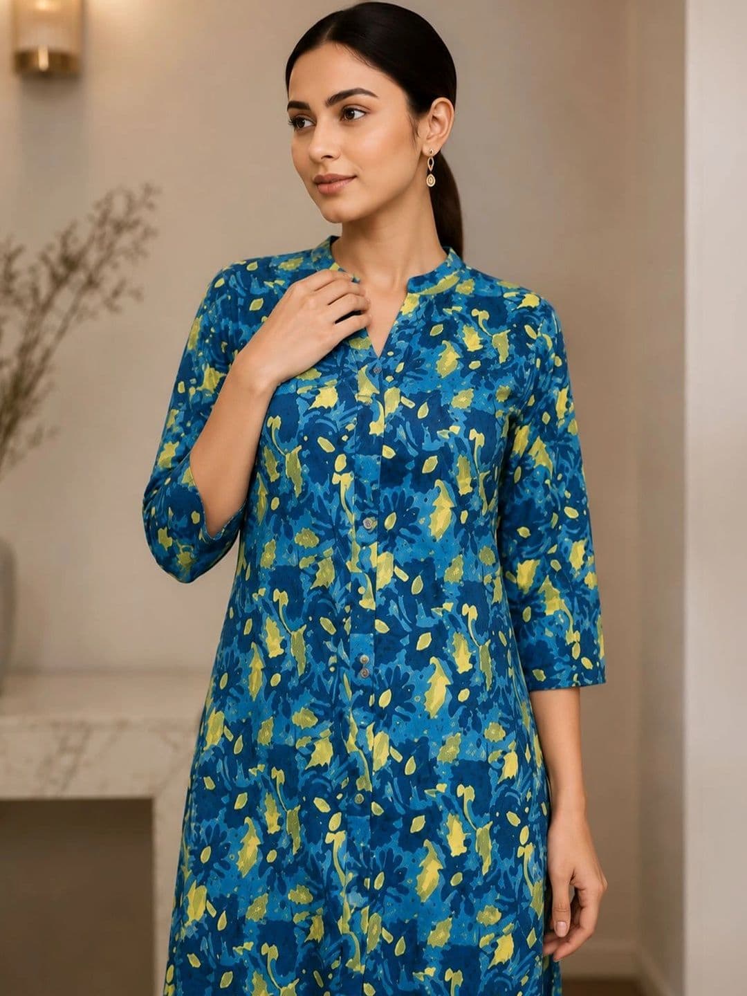 Bunai Women Printed Regular Kurta with Trousers thumbnail 4