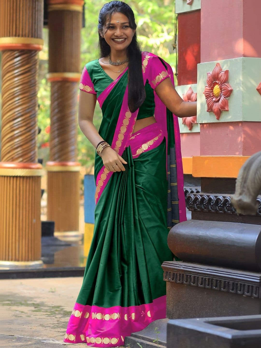KALINI Woven Design Zari Designer Gadwal Saree thumbnail 4
