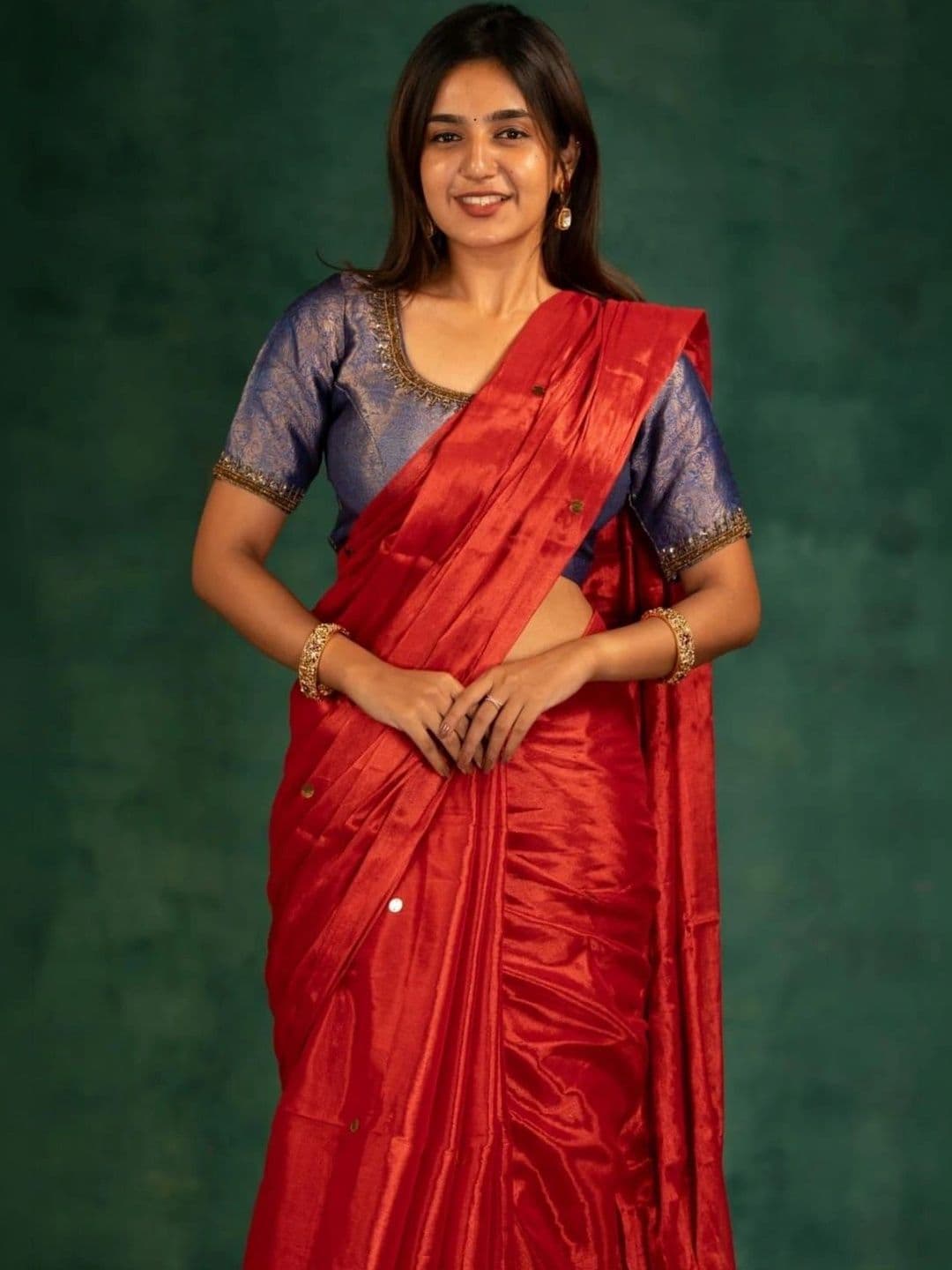 all about you Ethnic Motifs Sequinned Tissue Chanderi Saree thumbnail 5