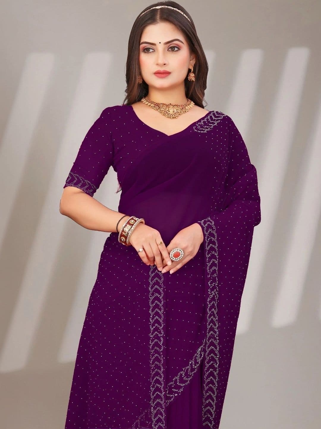 PRANU TRENDS Poly Chiffon Saree thumbnail 4
