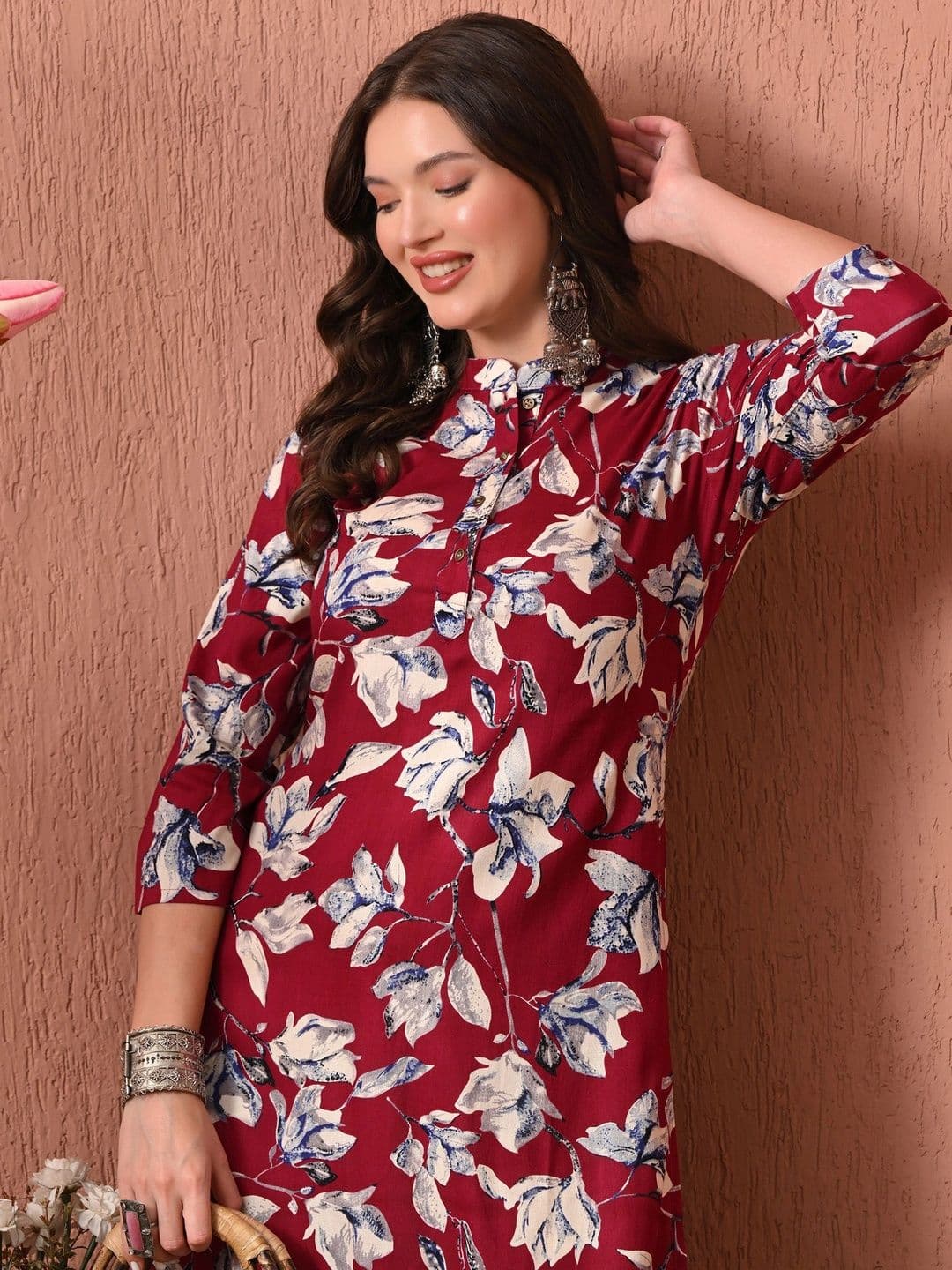 HERE&NOW Women Floral Printed Floral Kurta thumbnail 2