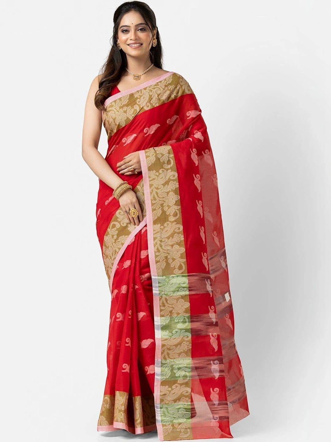 Kosh Ethnics Woven Design Embroidered Pure Cotton Jamdani Saree thumbnail 7