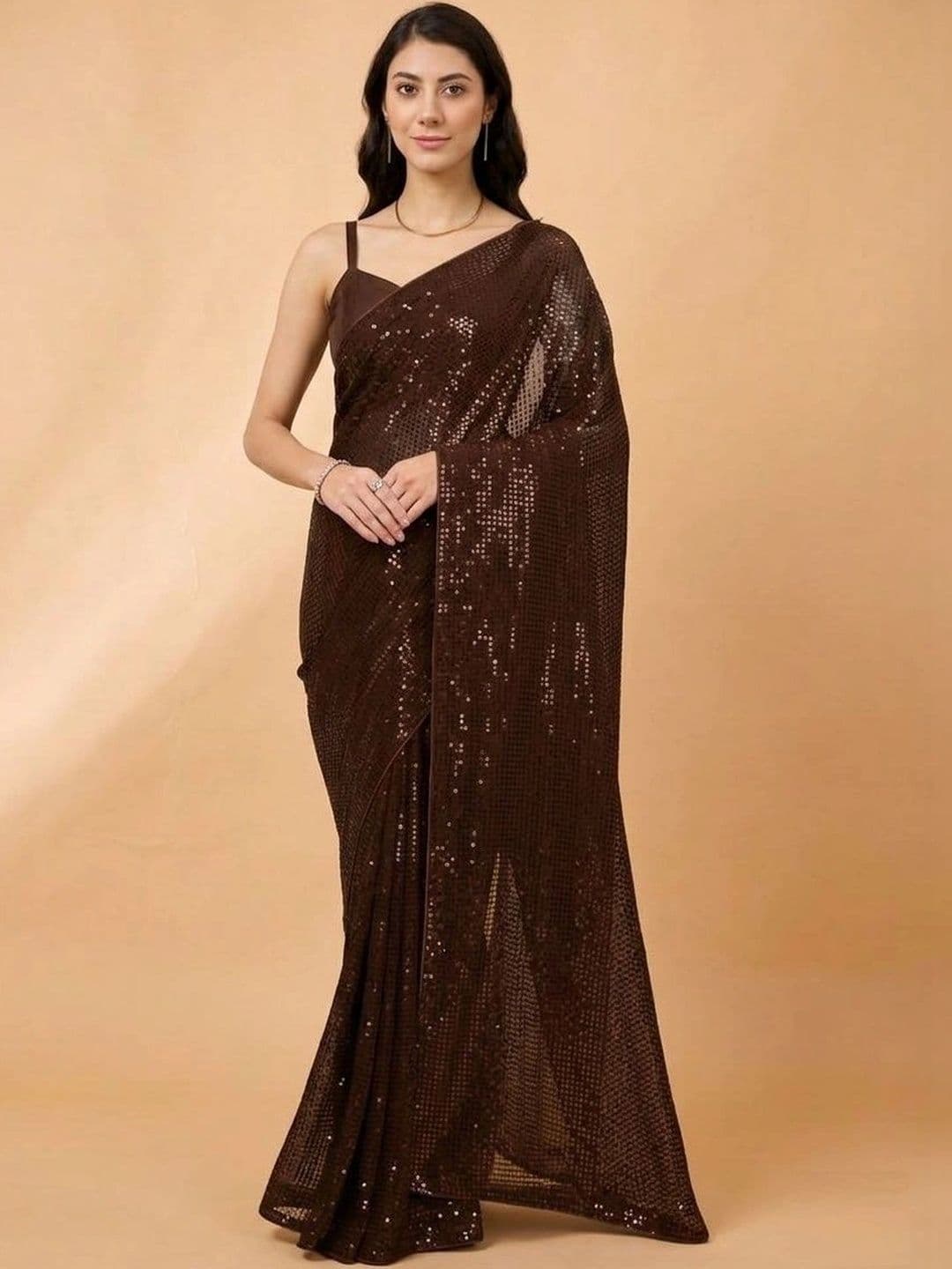 SZN Embellished Sequinned Poly Georgette Designer Saree - view 1
