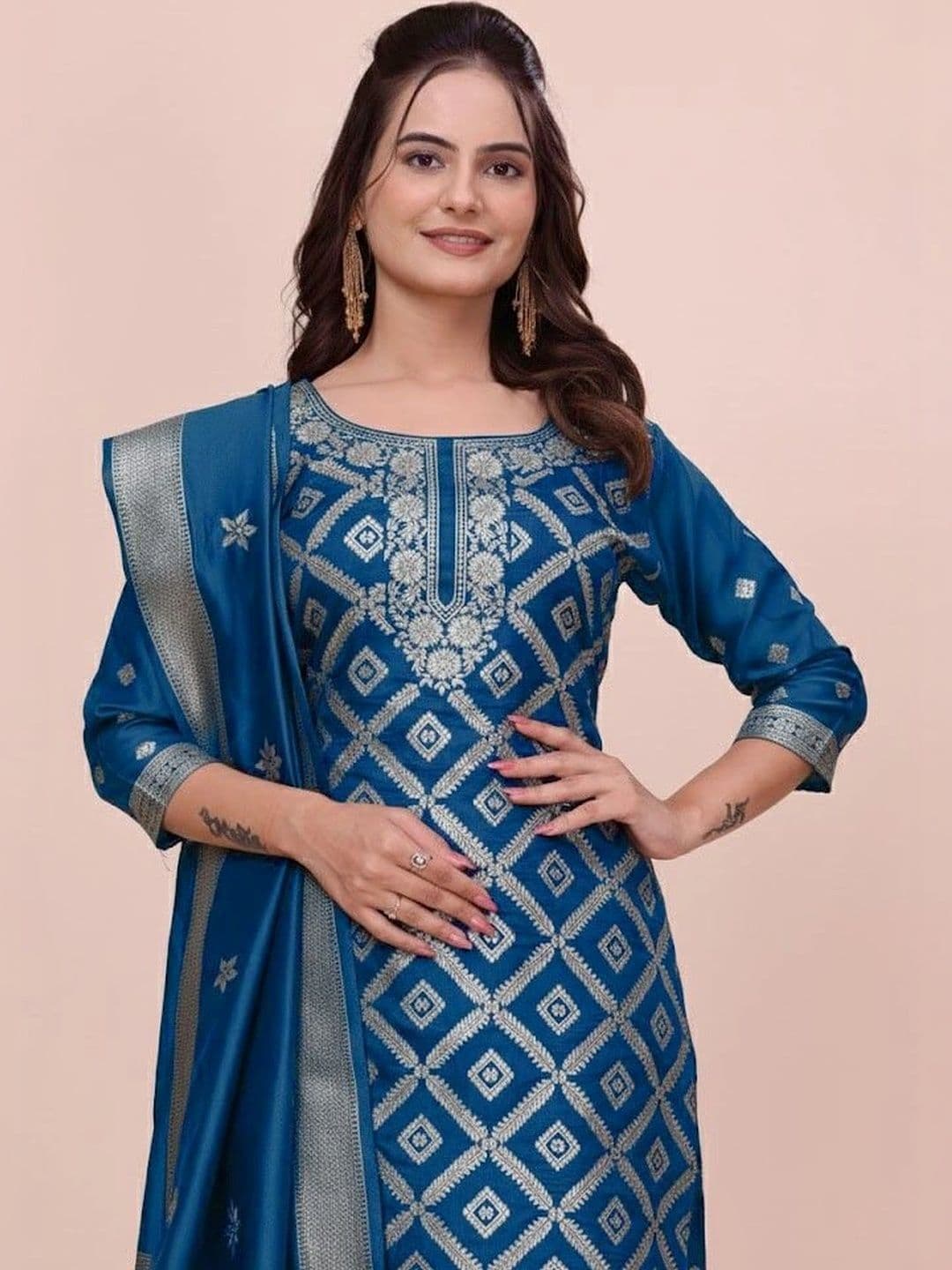 kantuba Art Silk Unstitched Dress Material thumbnail 5
