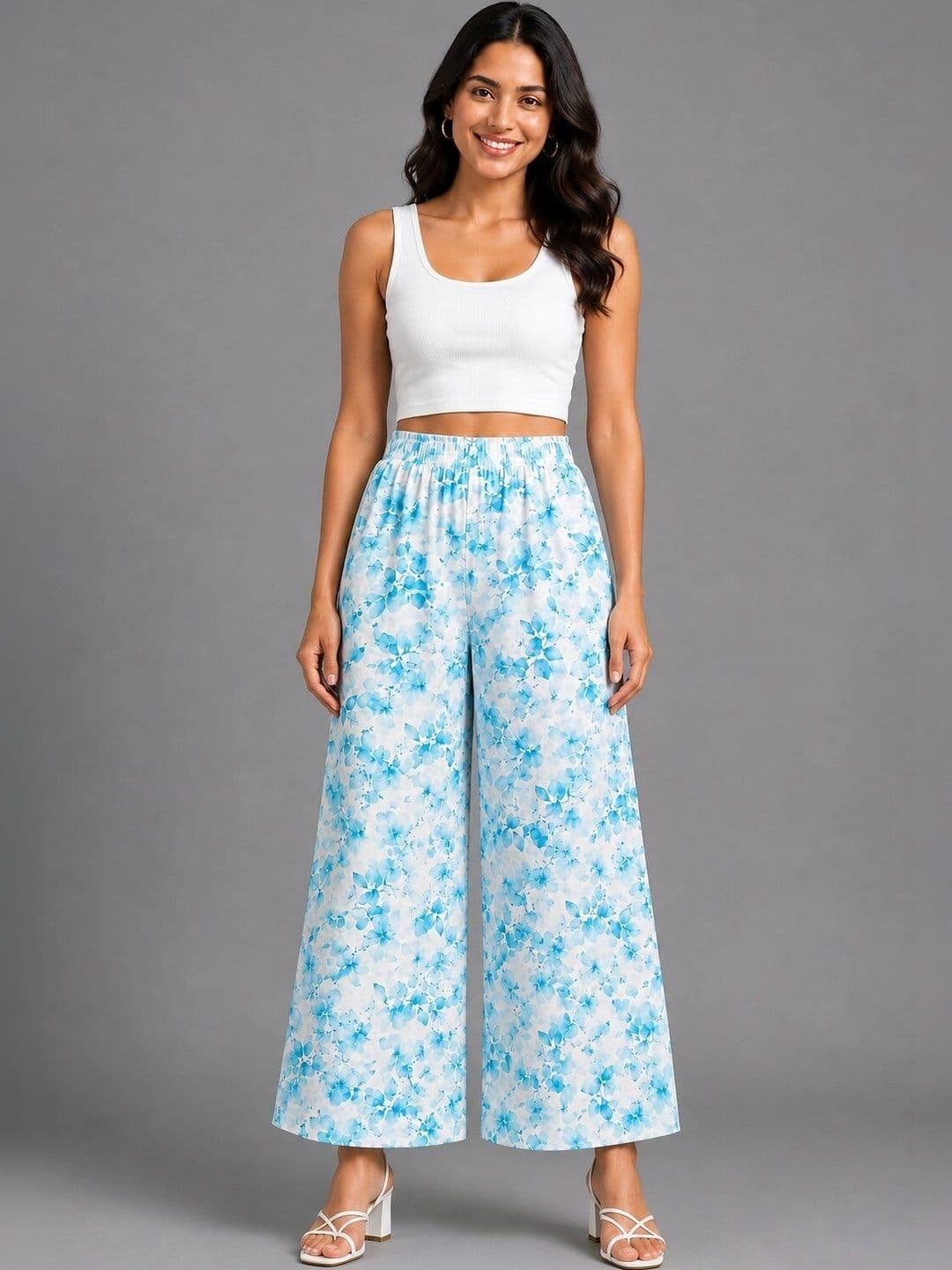 ANBICH DESIGNS Women Floral Printed Knitted Palazzos - view 1