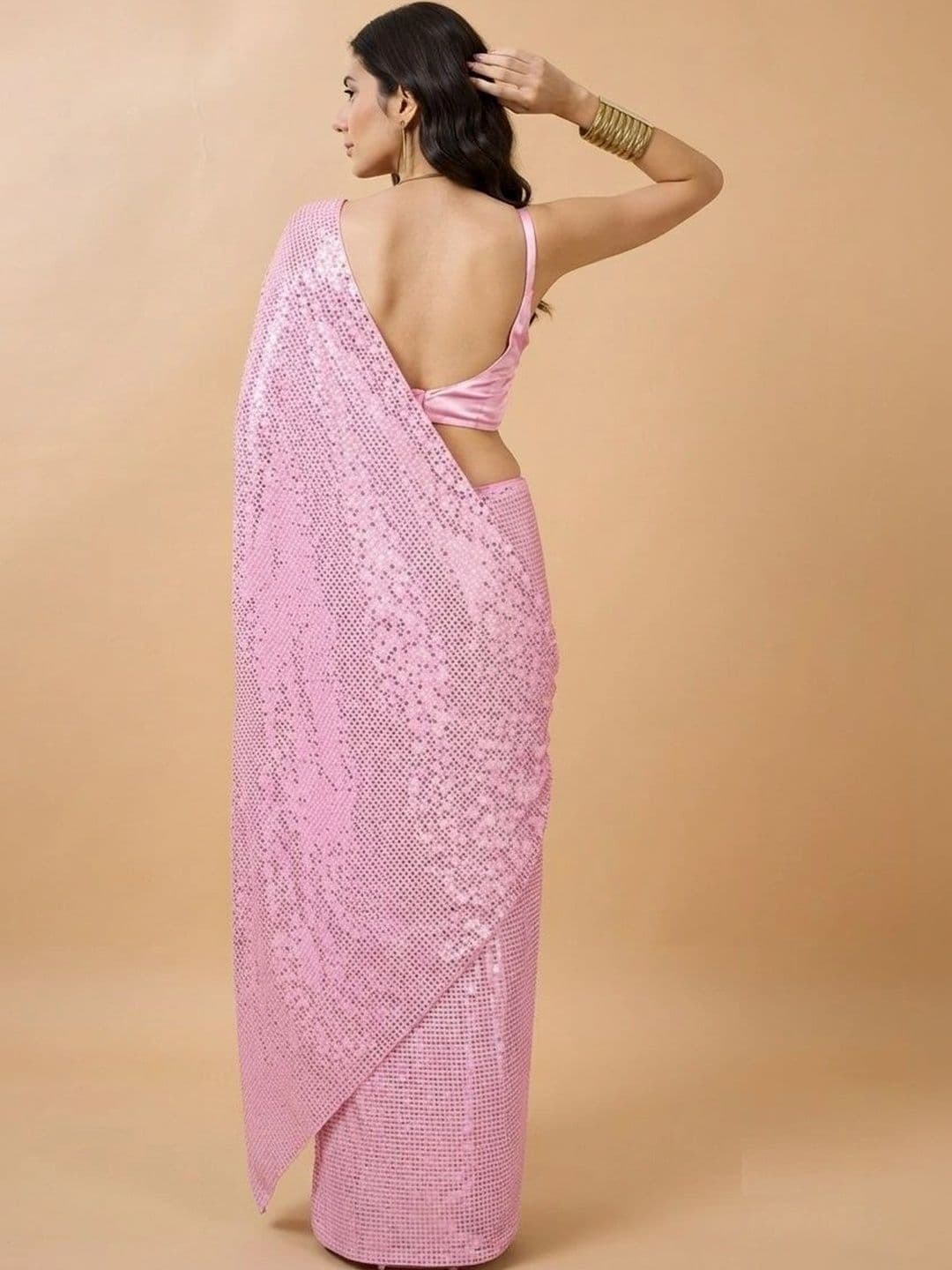 SZN Embellished Sequinned Poly Georgette Designer Saree thumbnail 4