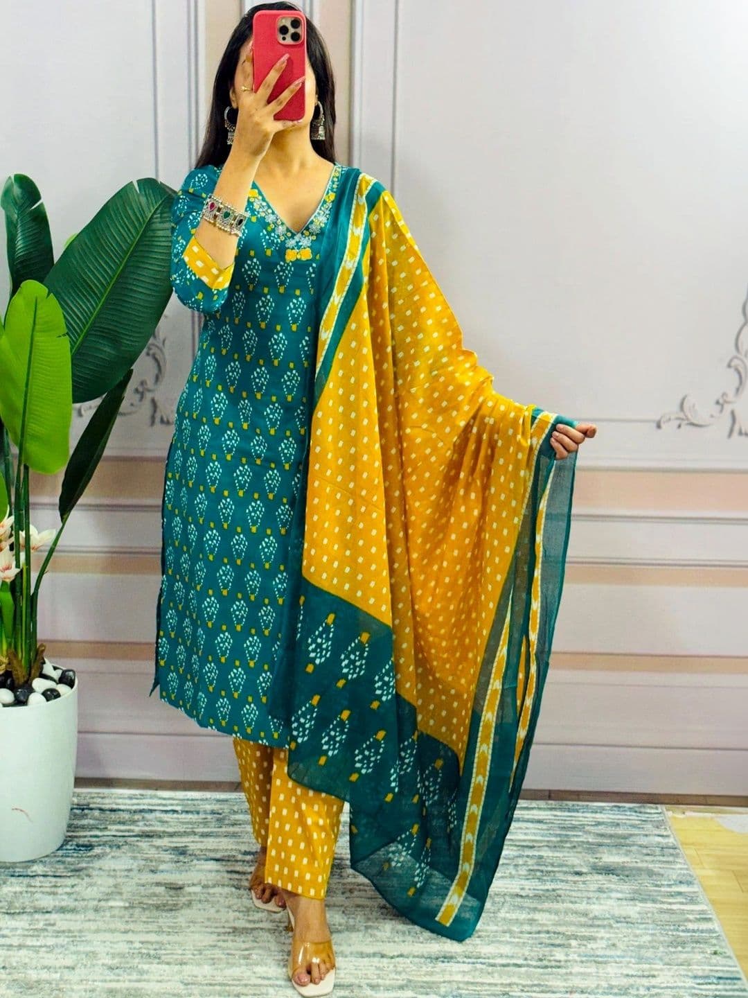 SRF KURTI HUB Women Ethnic Motifs Printed Regular Thread Work Kurta with Trousers & With Dupatta - view 1