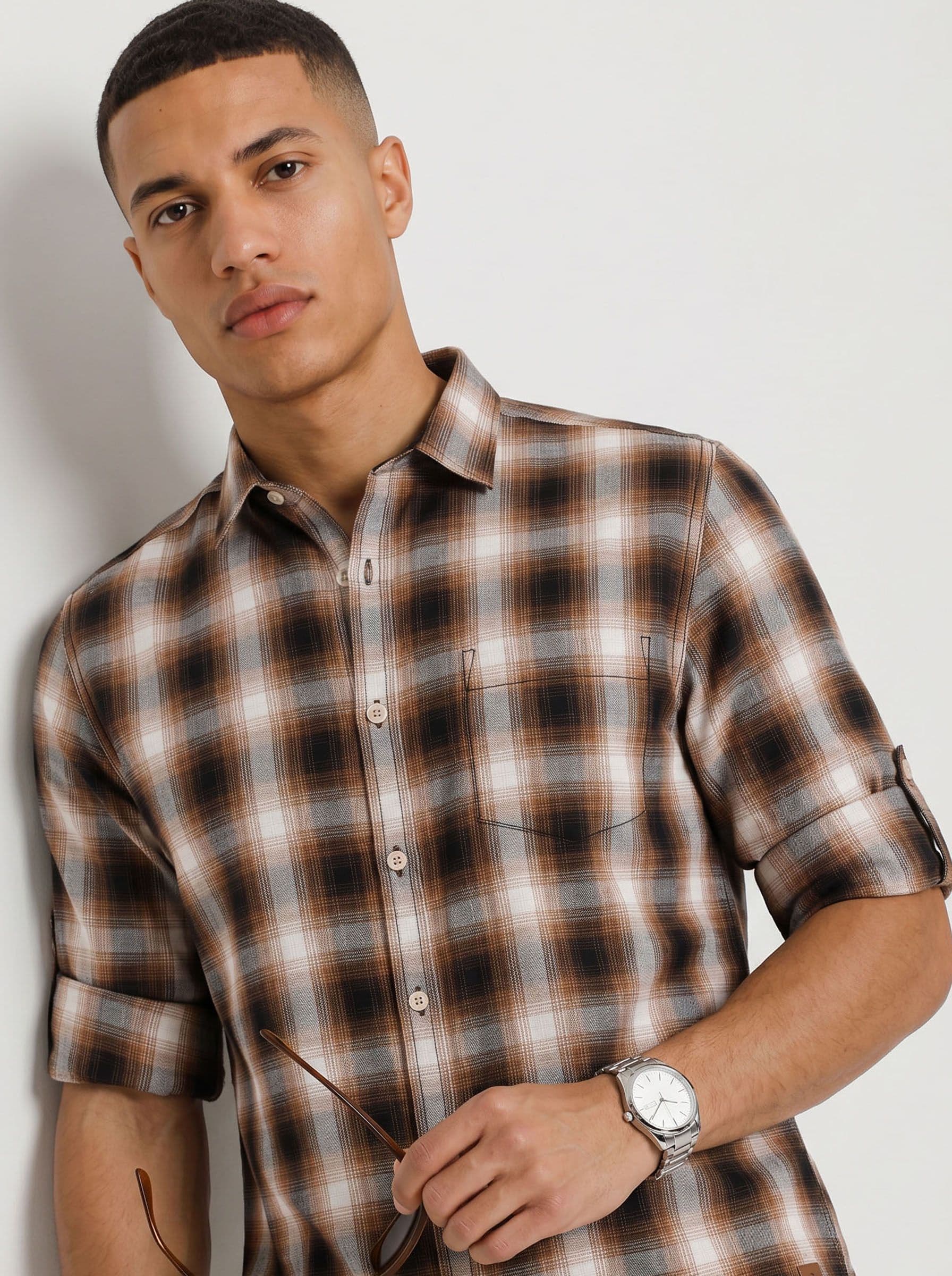 Roadster Life Co. Soft Touch Twill Plaid Casual Shirt - view 1