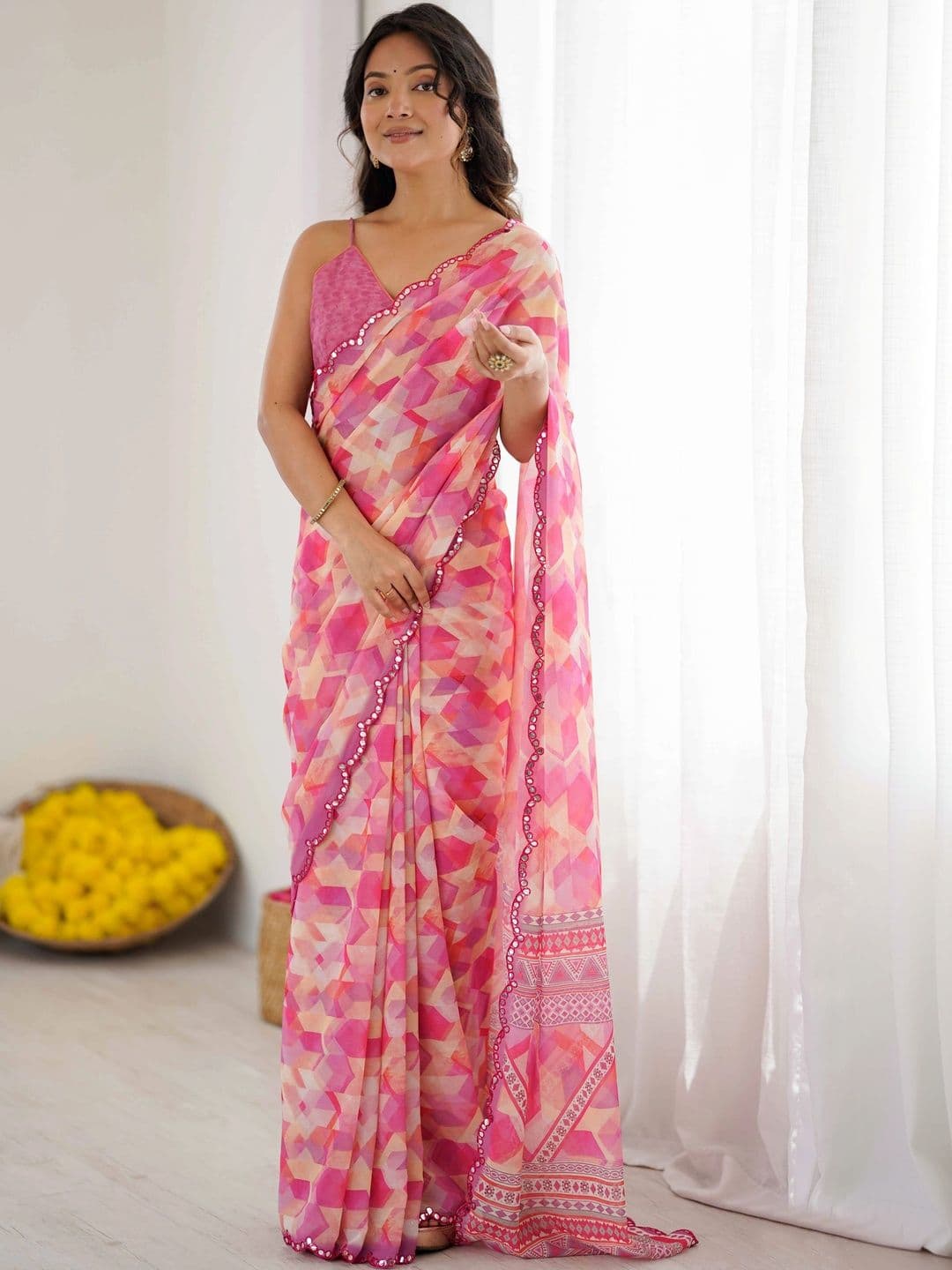 Mitera Pure Georgette Fusion Saree thumbnail 6
