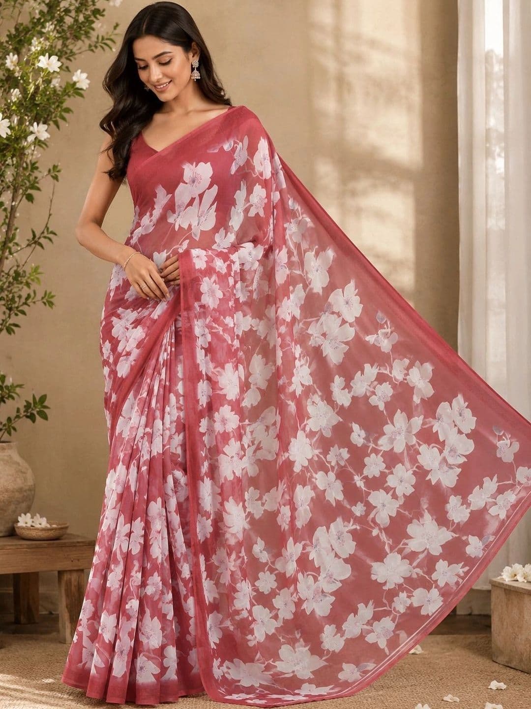 PRANU TRENDS Poly Chiffon Saree - view 1