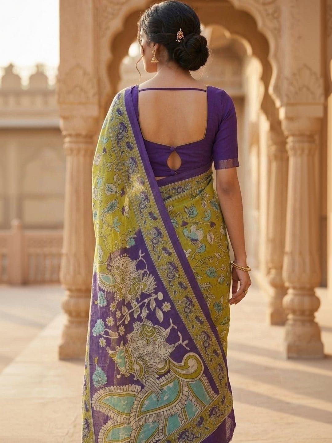 Fashion Mantra Floral Linen Blend Saree thumbnail 4