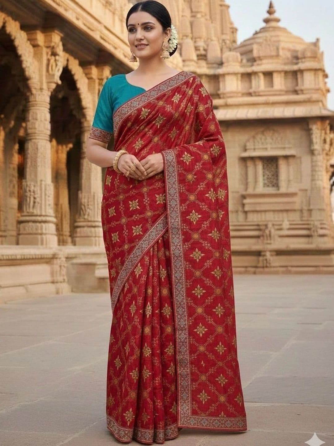 Fashion Mantra Embroidered Poly Georgette Saree - view 1