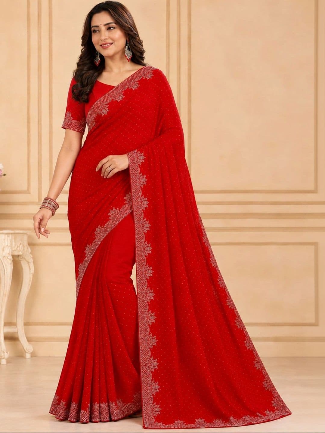 RENBRIZA Poly Georgette Saree - view 1
