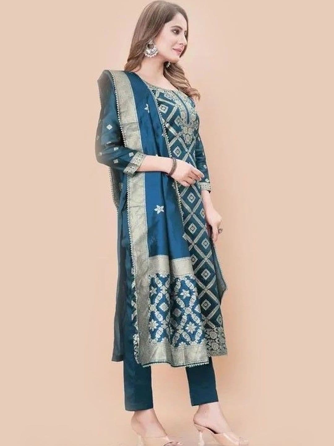 kantuba Art Silk Unstitched Dress Material thumbnail 4
