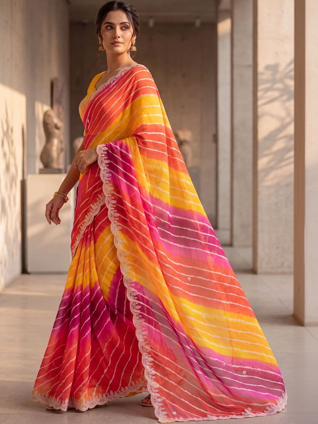 Textile Mantra Tie and Dye Poly Georgette Saree thumbnail 3