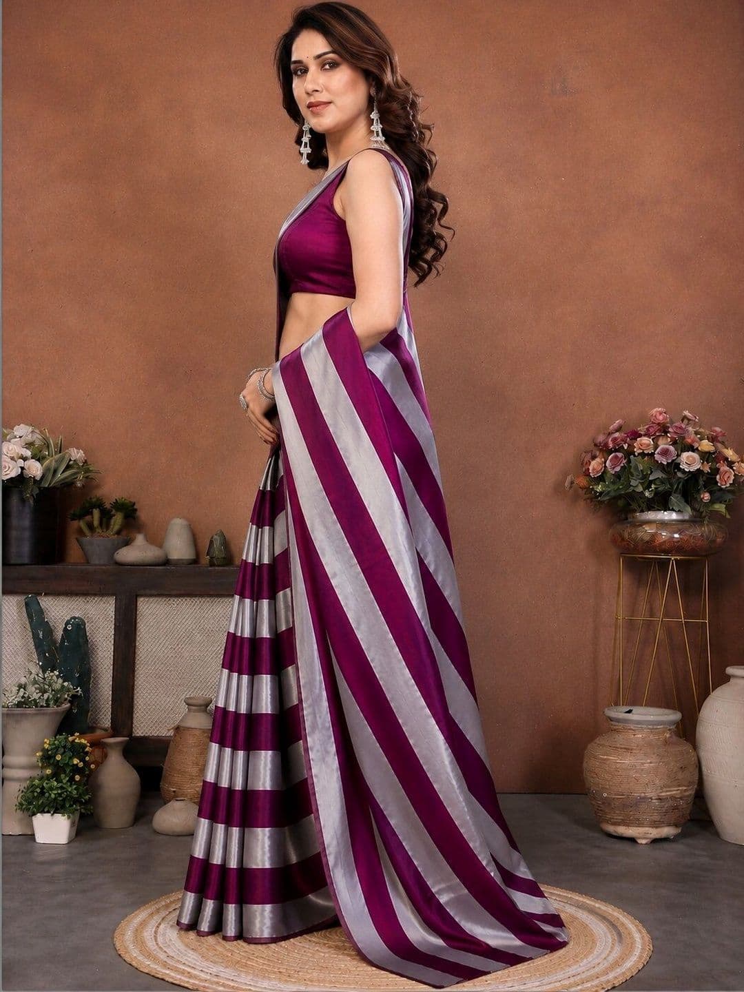 Zenofab Embellished Zari Satin Leheriya Saree thumbnail 2