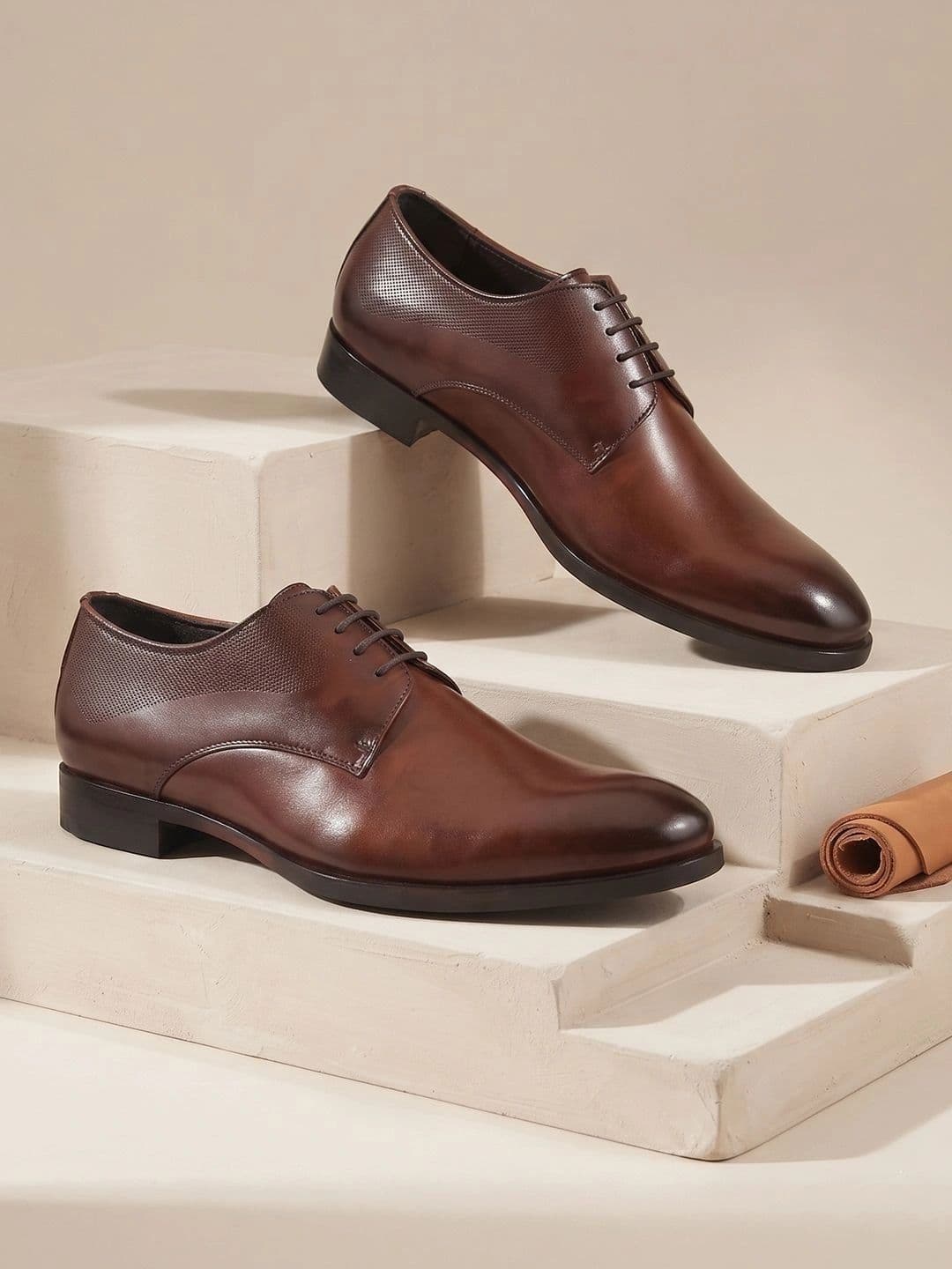 House of Pataudi Men Textured Formal  Derbys thumbnail 3