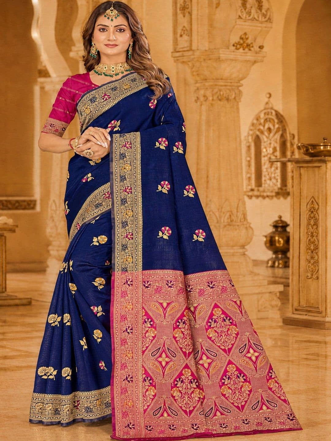 Dimaxi Vastra Woven Design Zari Silk Blend Kota Saree - view 1