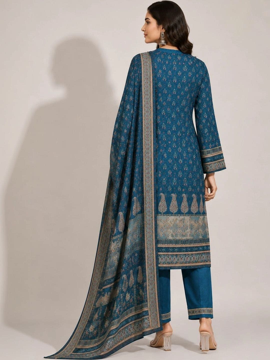 Wool's Kart Women Ethnic Motifs Printed Regular Kurta with Trousers & With Dupatta thumbnail 3