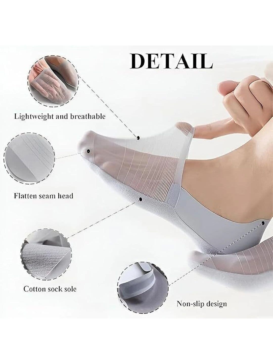 MERCEHIVE Men Pack of 5 Cotton Striped Shoe Liners Socks thumbnail 2