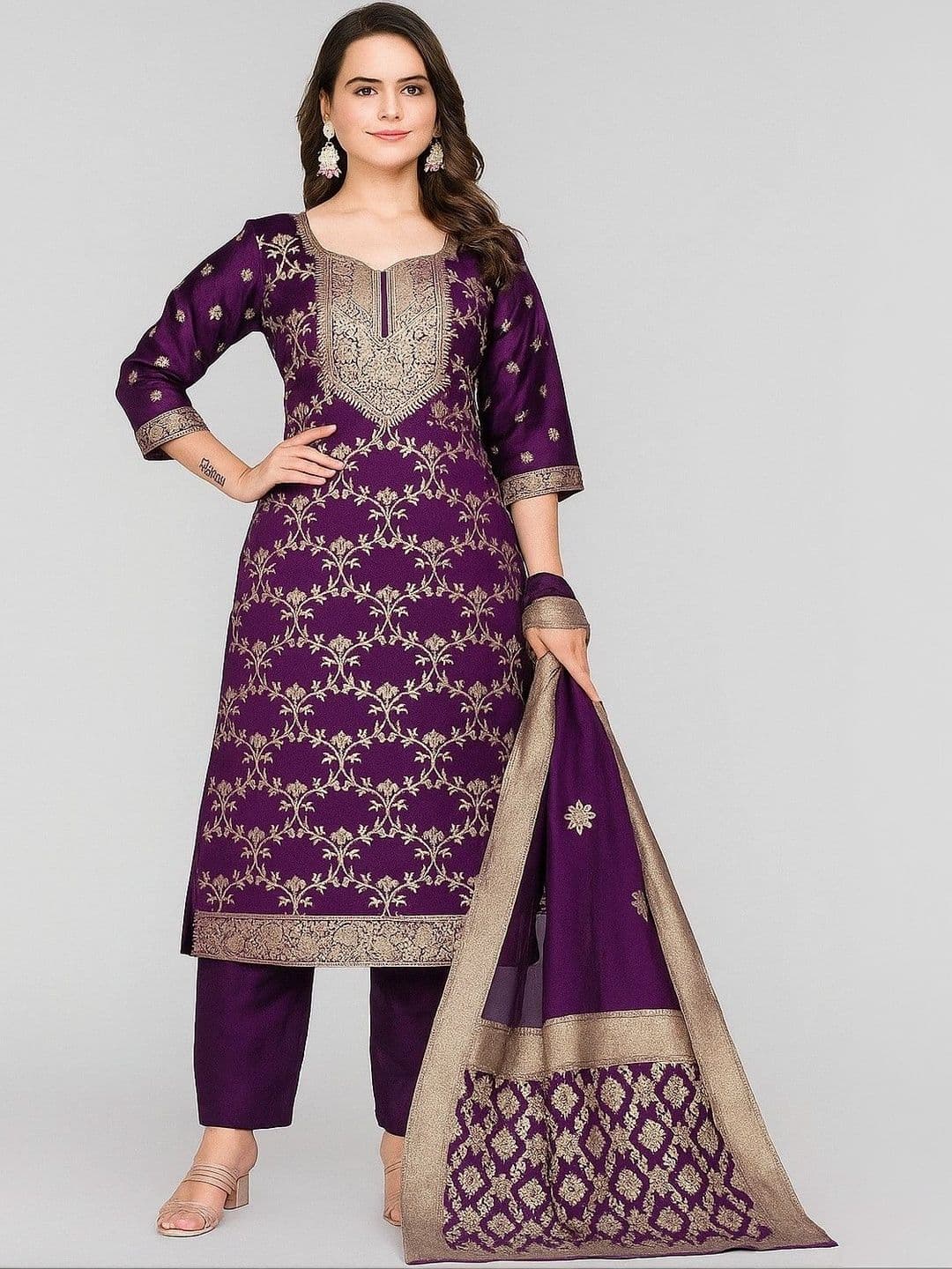 kantuba Art Silk Unstitched Dress Material - view 1