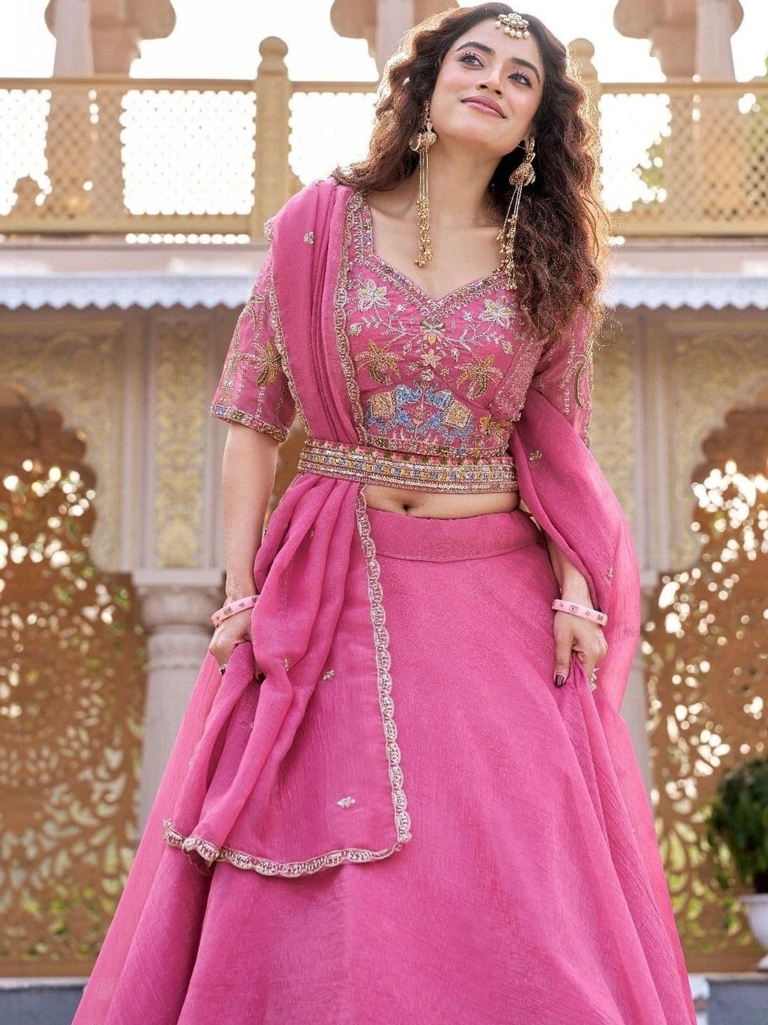 Shree Ram Creation Embroidered Thread Work Ready to Wear Lehenga & Blouse With Dupatta thumbnail 3