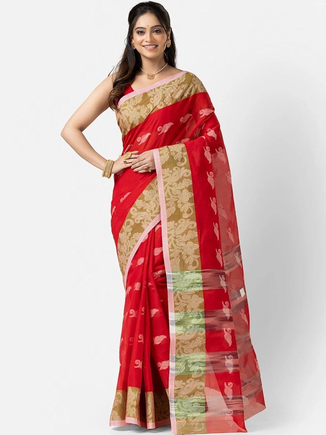 Kosh Ethnics Woven Design Embroidered Pure Cotton Jamdani Saree - view 1