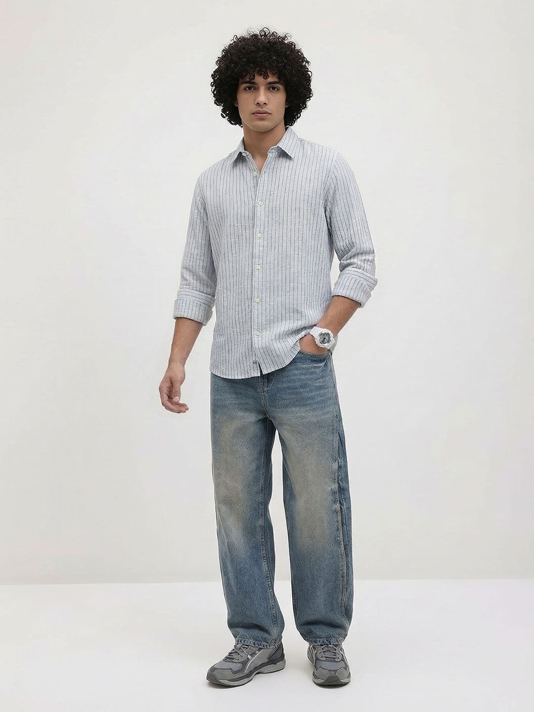 Roadster Life Co.Cotton Linen Striped Shirt thumbnail 3