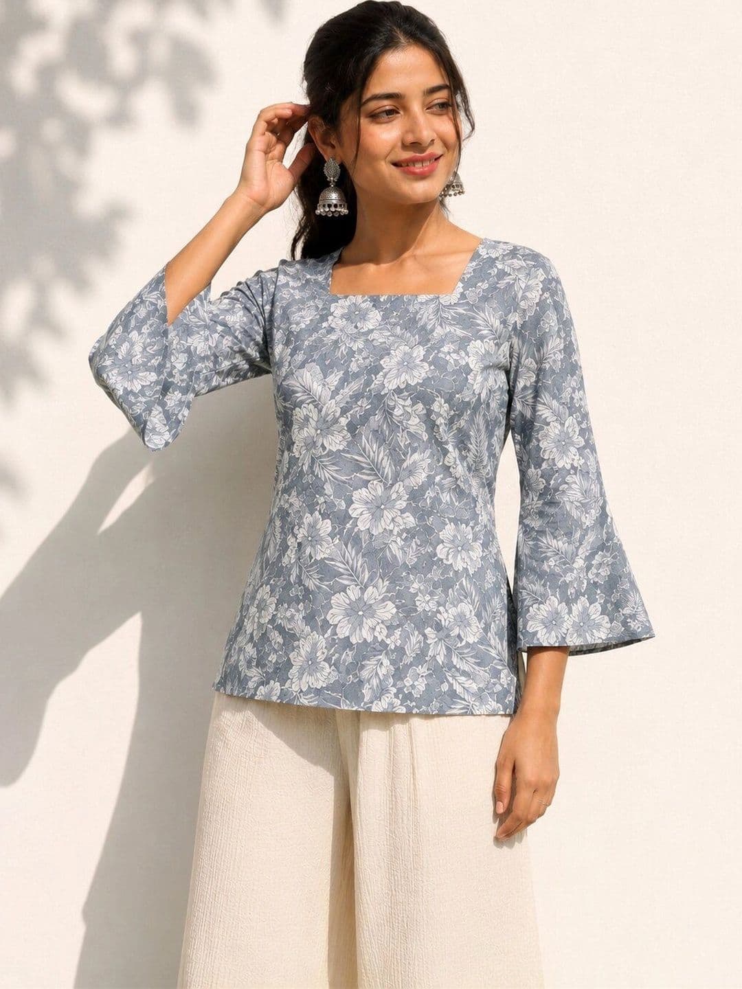 Purnova Women Floral Printed Flared Sleeves Floral Kurta thumbnail 3