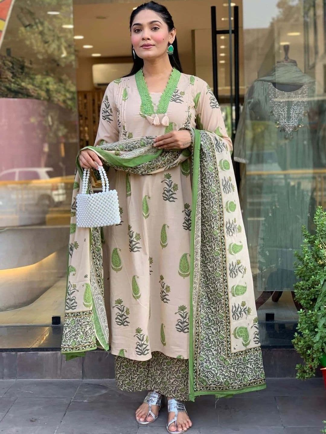 KALINI Women Ethnic Motifs Printed Regular Pure Cotton Kurta with Palazzos & With Dupatta - view 1