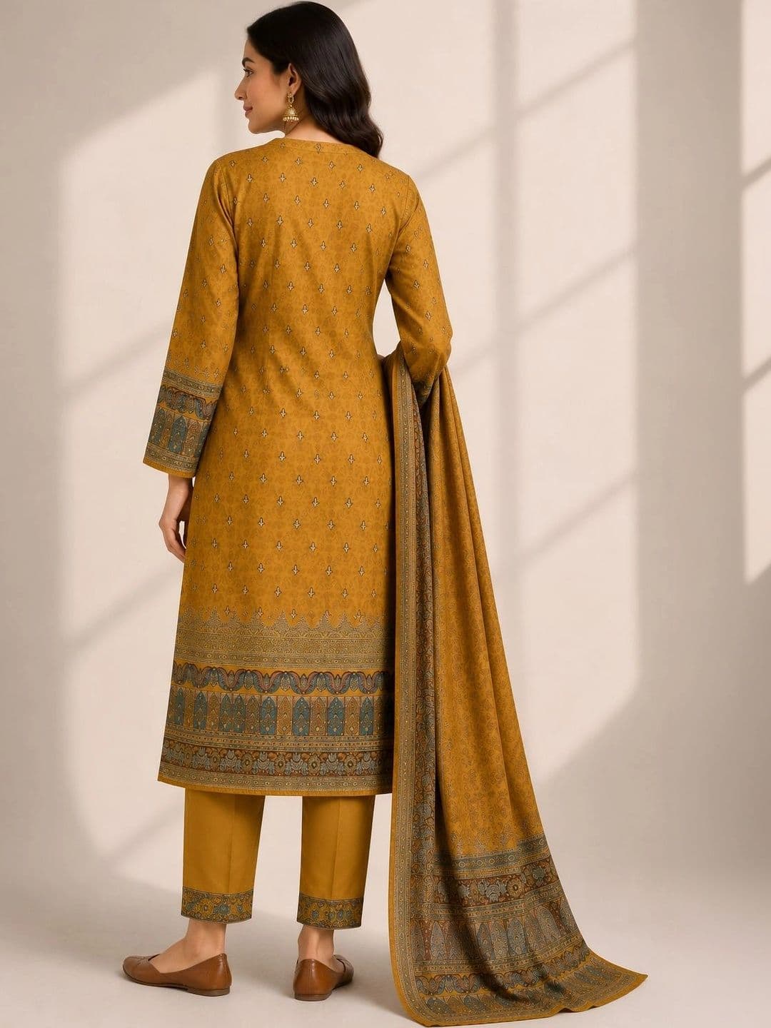 Wool's Kart Women Ethnic Motifs Printed Regular Kurta with Trousers & With Dupatta thumbnail 2