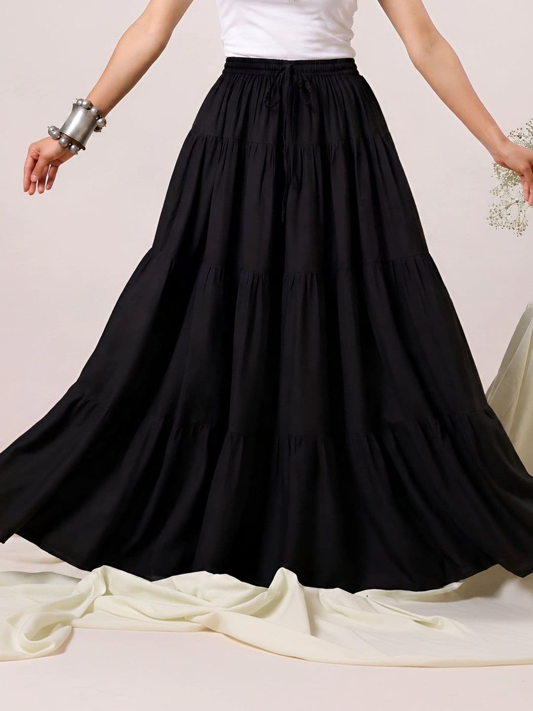HARAYE Women Tiered Maxi Flared Skirt thumbnail 3
