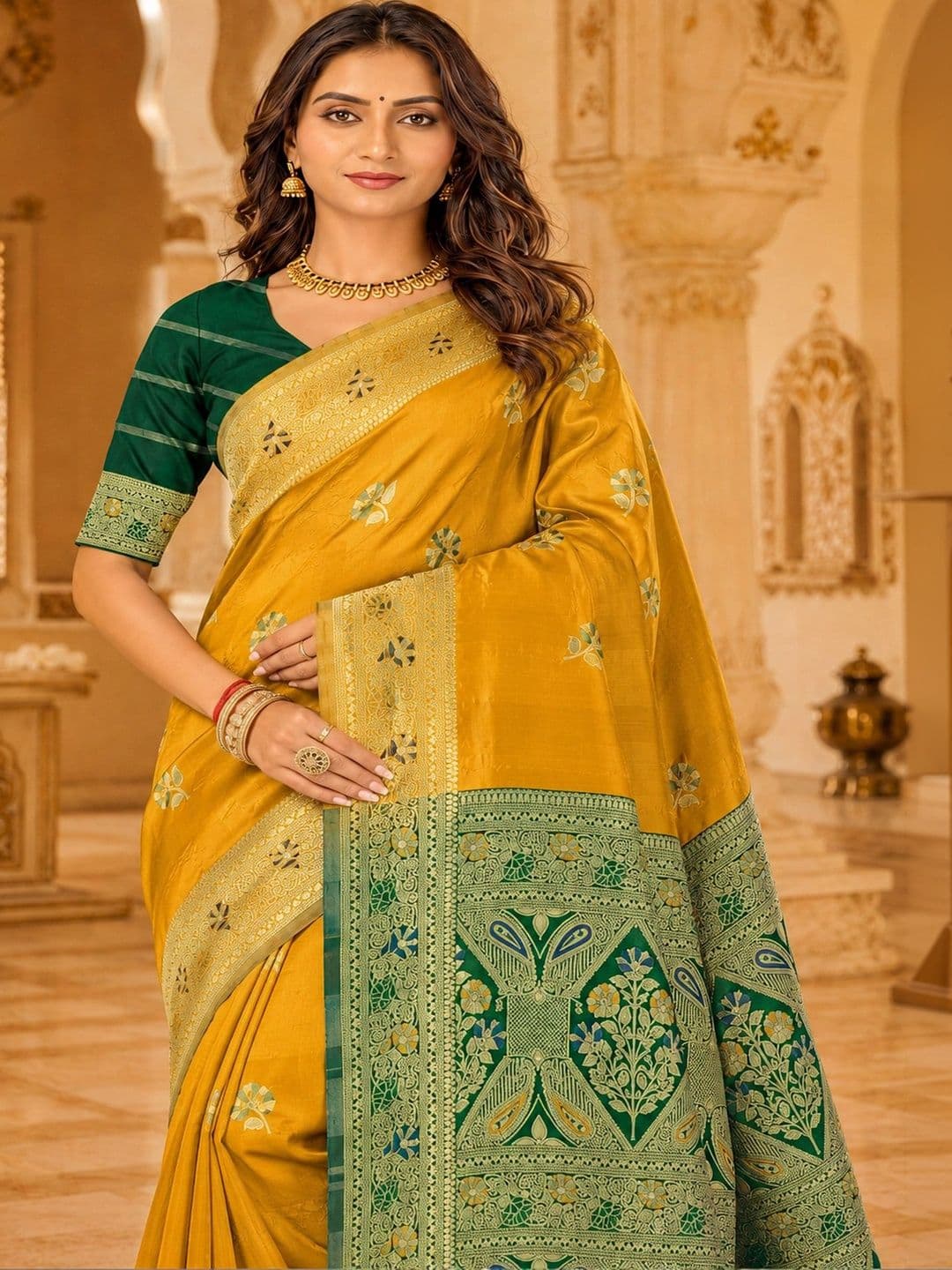 Dimaxi Vastra Woven Design Zari Silk Blend Kota Saree thumbnail 3
