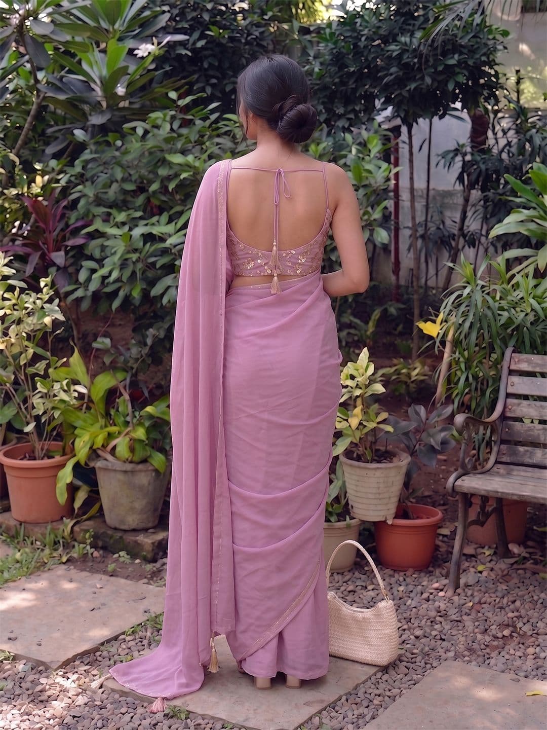 Shreevally Floral Embroidered Poly Georgette Designer Saree thumbnail 2